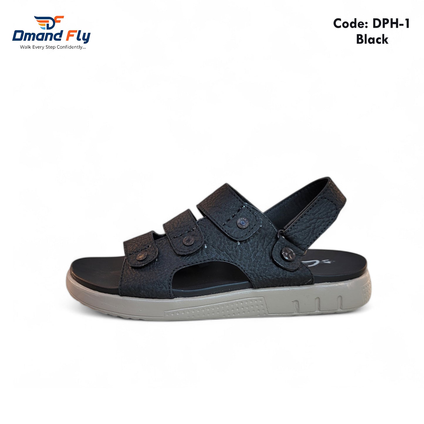 Unique Leather TPU Sandle Shoes- D.P.1(Black)