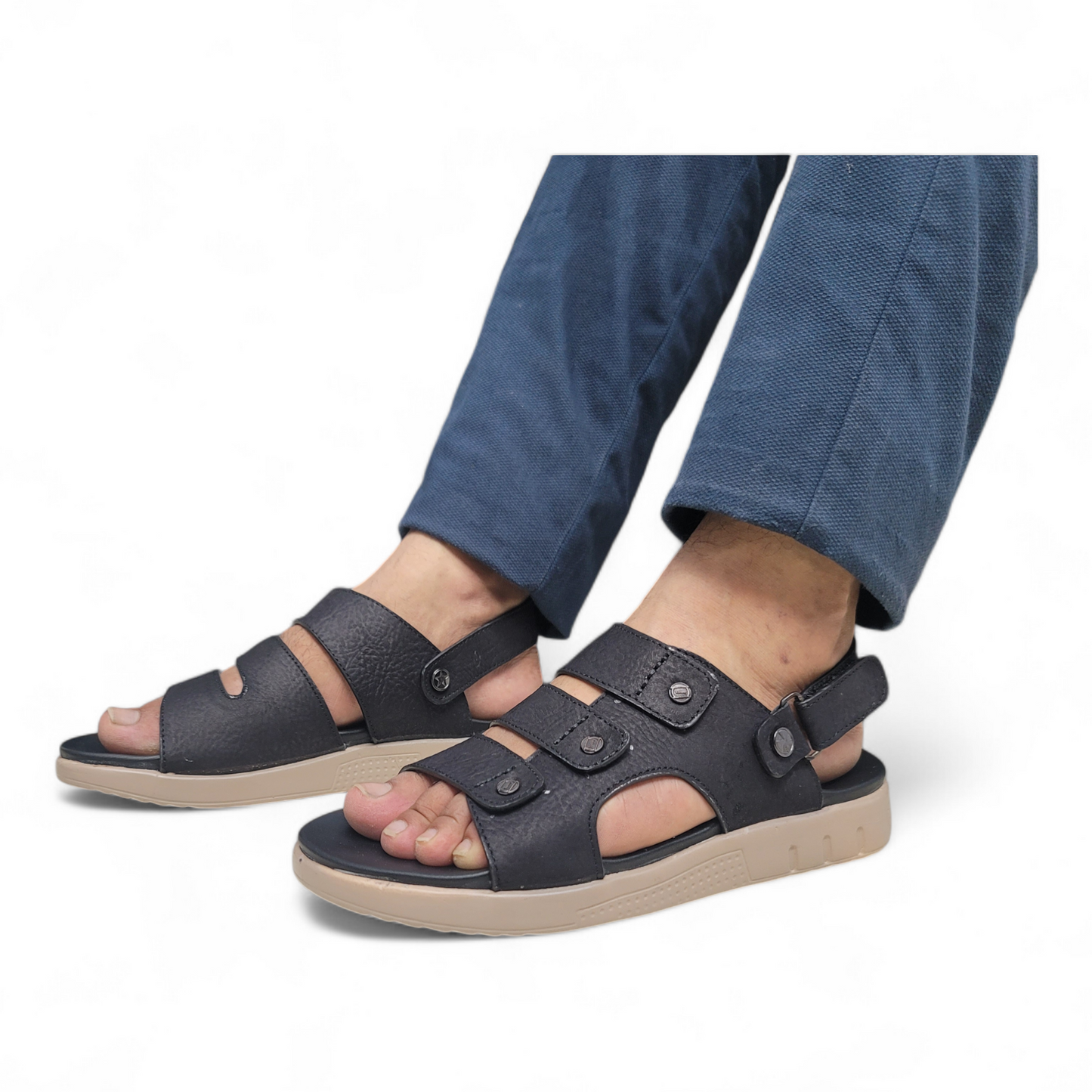 Unique Leather TPU Sandle Shoes- D.P.1(Black)