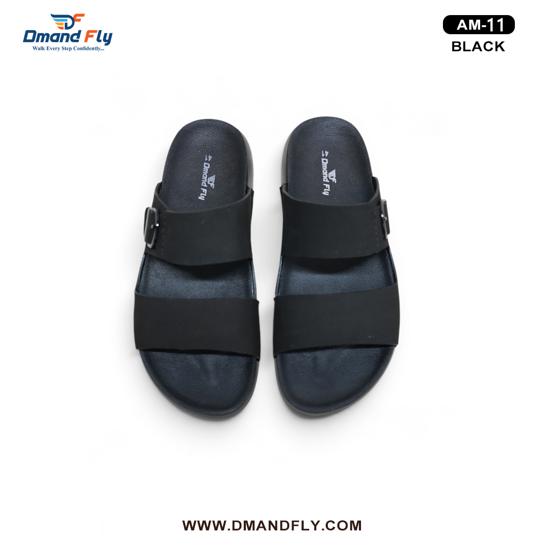 AM-11 Two Part Leather Sandal (Black)