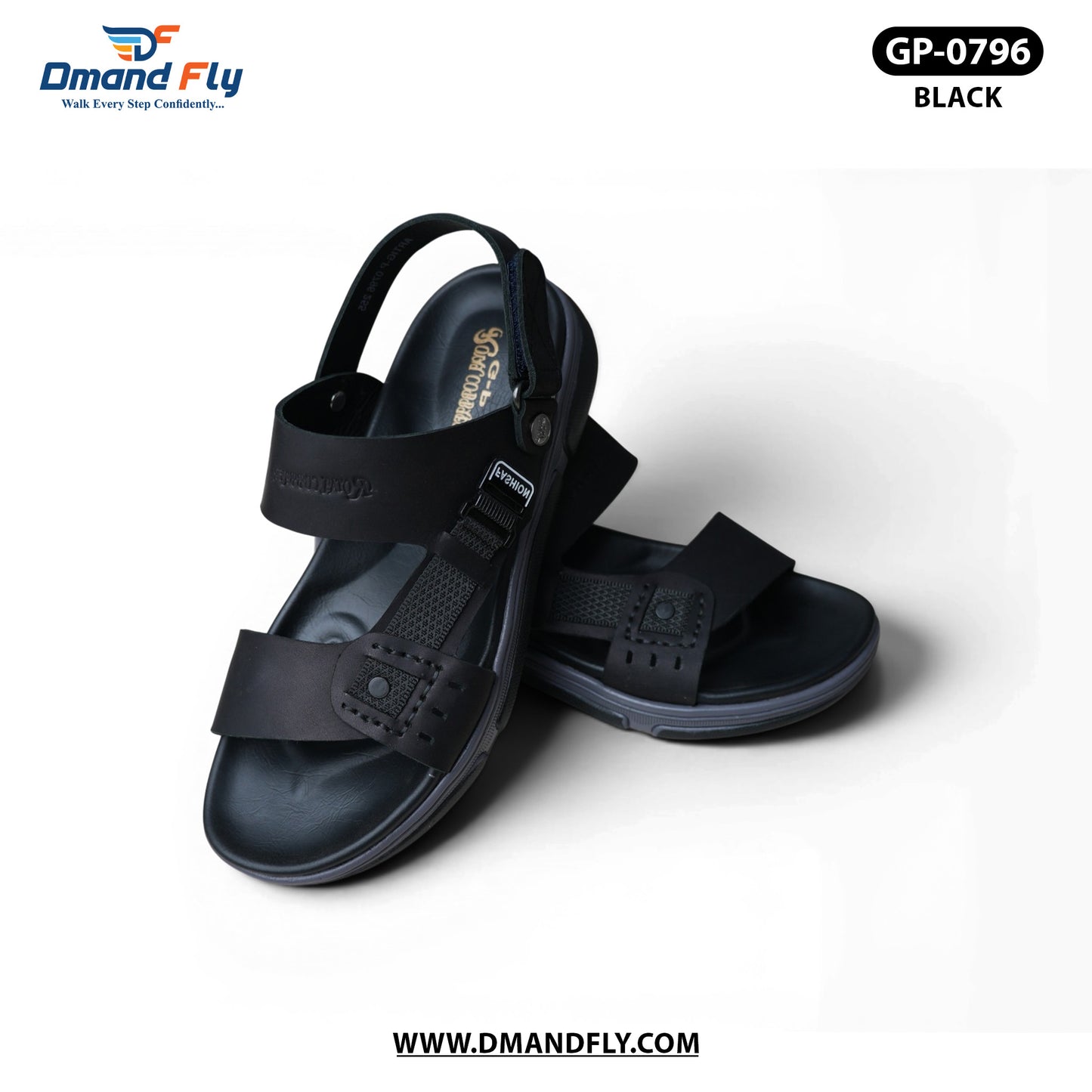 GP-0796 Leather Sandal (Black)