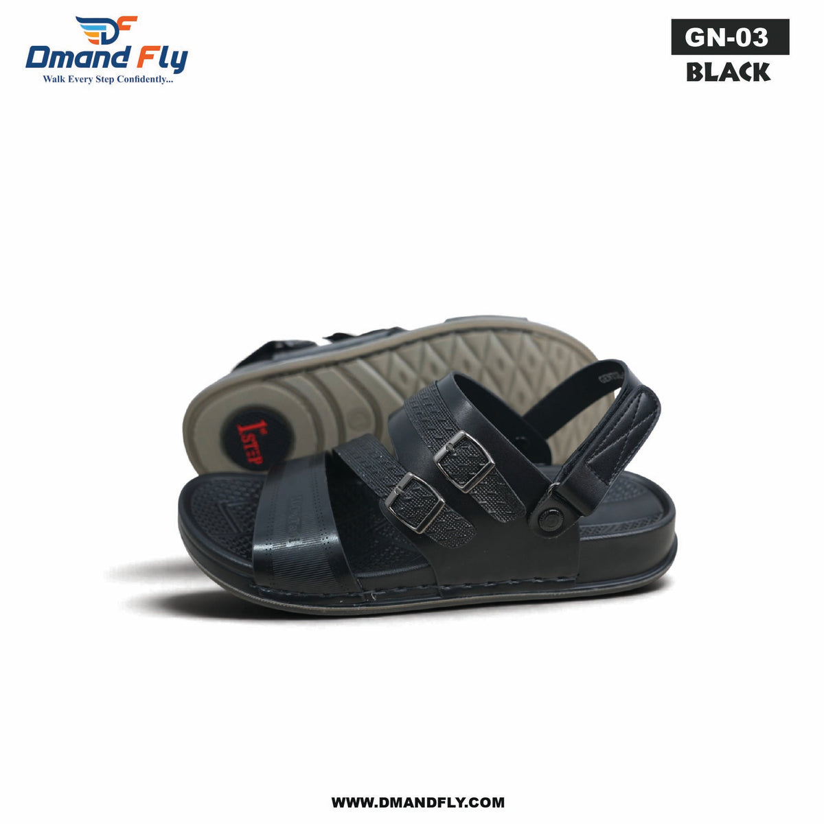GN-03 Sythetic Leather Sandal (Black)