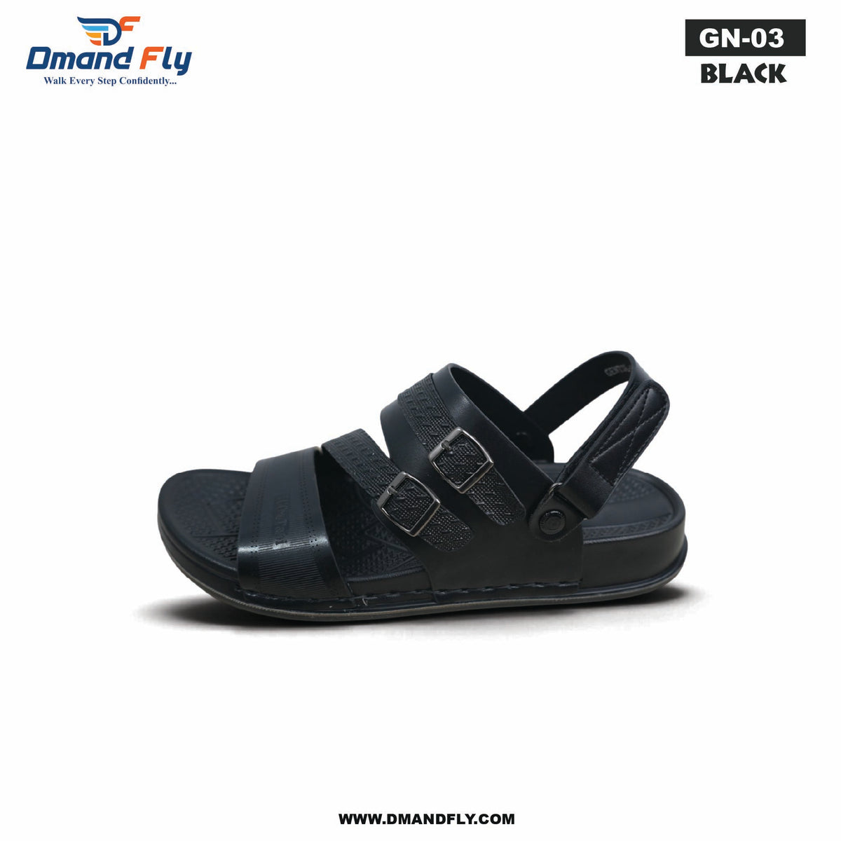 GN-03 Sythetic Leather Sandal (Black)