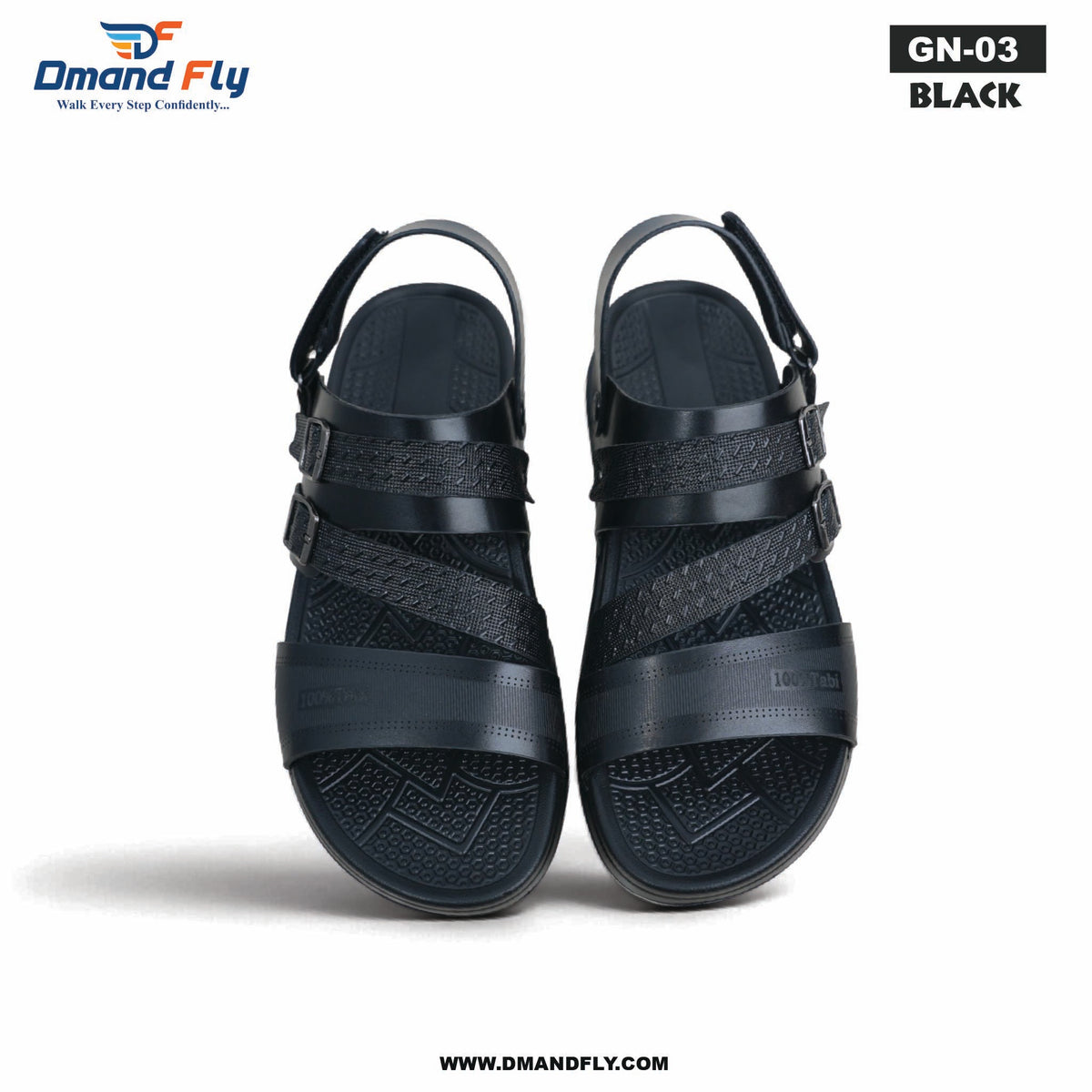 GN-03 Sythetic Leather Sandal (Black)