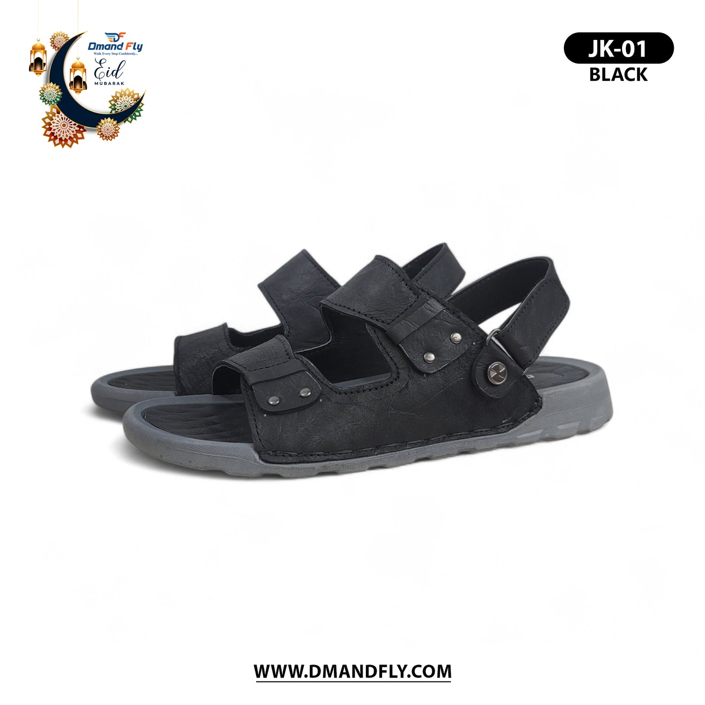 JK-01 Leather Sandal (Black)