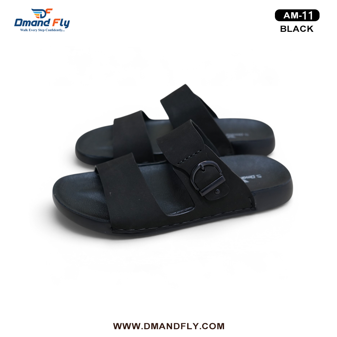 AM-11 Two Part Leather Sandal (Black)