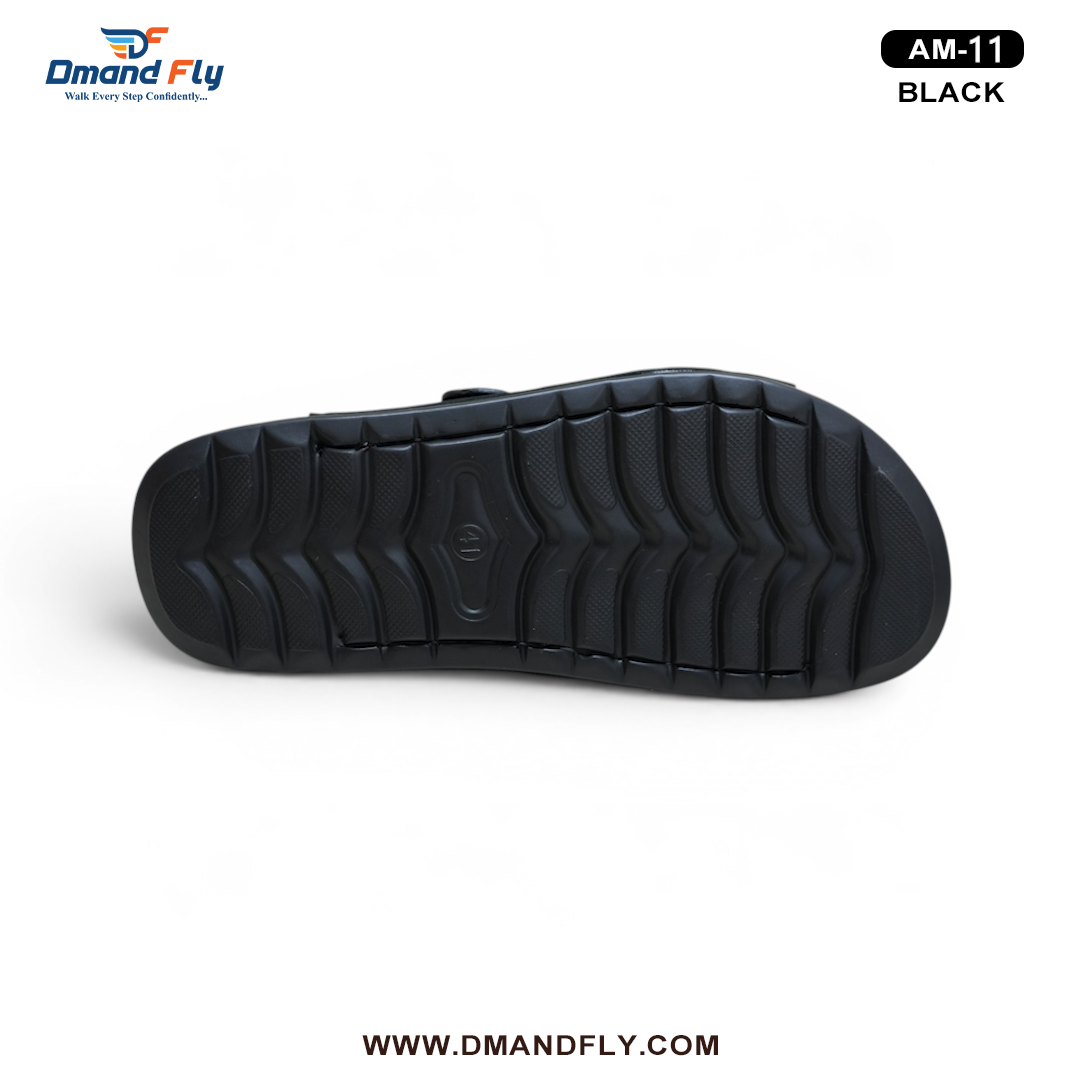 AM-11 Two Part Leather Sandal (Black)