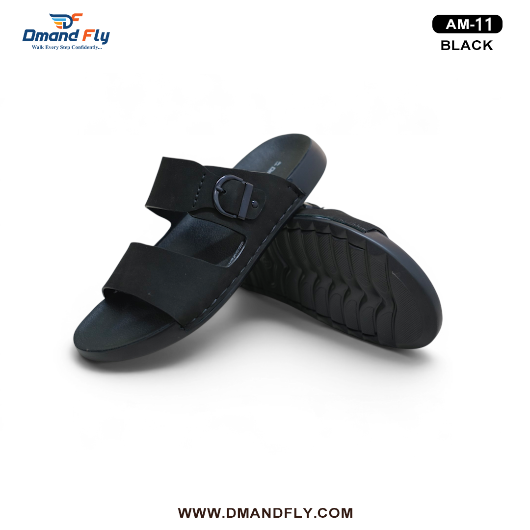 AM-11 Two Part Leather Sandal (Black)