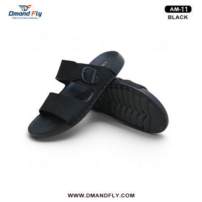 AM-11 Two Part Leather Sandal (Black)