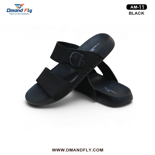 AM-11 Two Part Leather Sandal (Black)